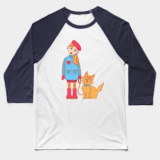 Girl and puppy Baseball T-Shirt